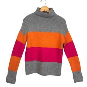 C&C California Wool Blend Sweater Colorblock Gray Orange Pink SZ S Cozy Normcore